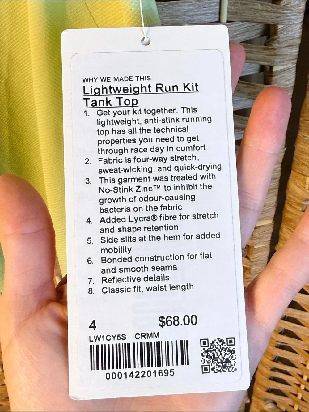 NWT Lululemon Lightweight Run Kit Tank Size 4 Creamy Mint